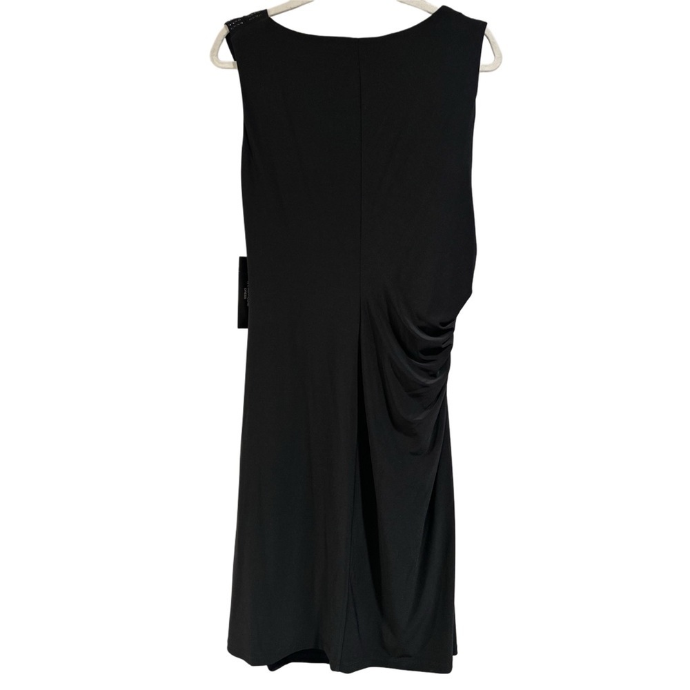 Black Label by Evan Picone Black Bodycon Evening Bead Cocktail Midi Dress Size14 - Picture 4 of 16